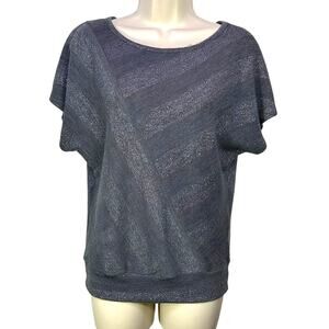 Vintage IZ Byer y2k small gray sparkle striped short sleeve whimsygoth‎ grunge